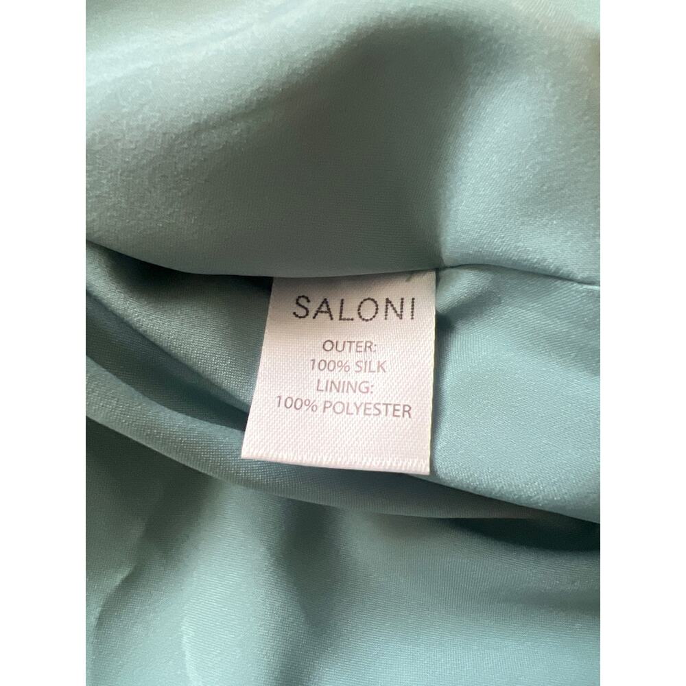 NWT $975 SALONI Bianca Blue Hanami Clouds Pure Silk Jacquard Crepe Chine Dress 4 - Picture 10 of 13